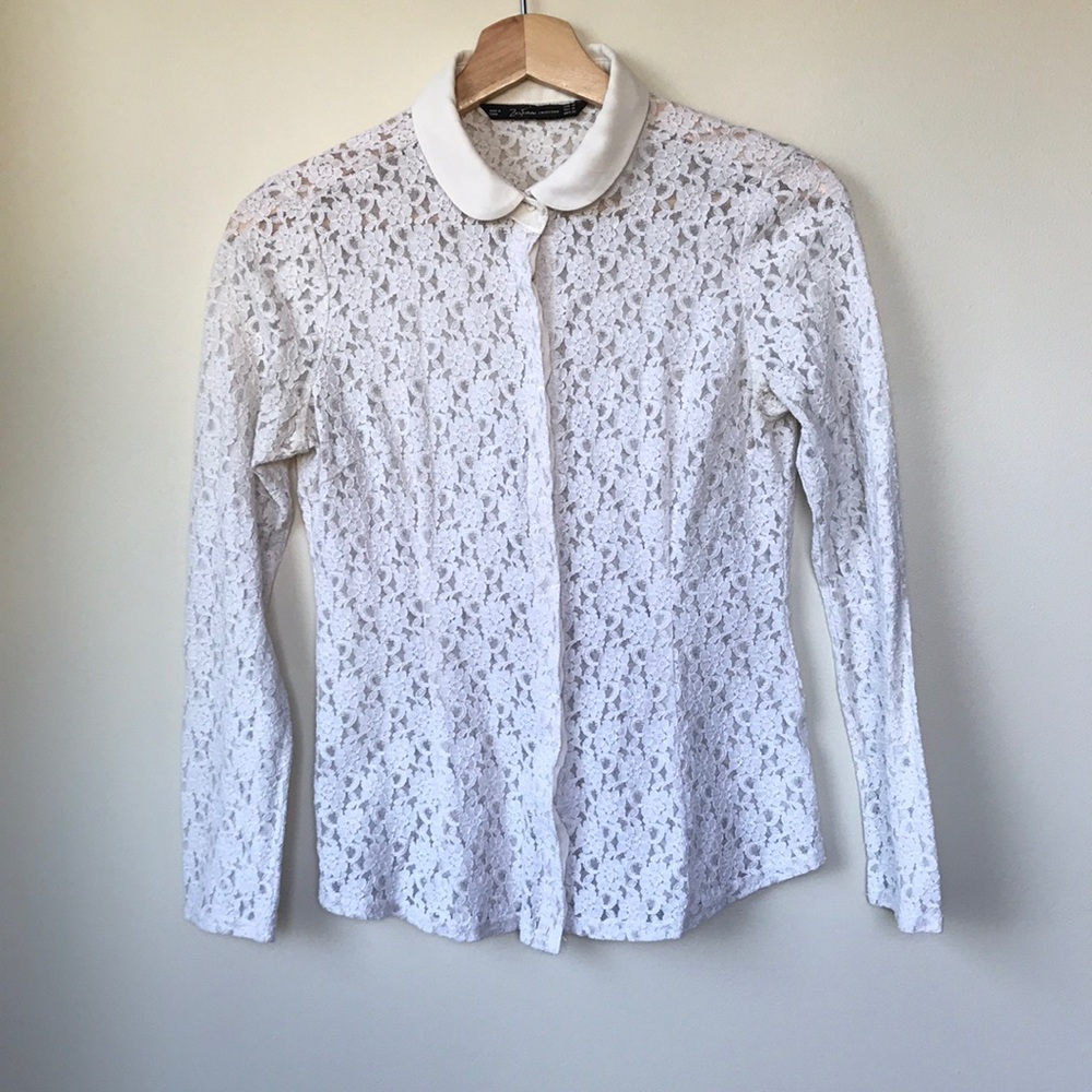 White lace button-up blouse